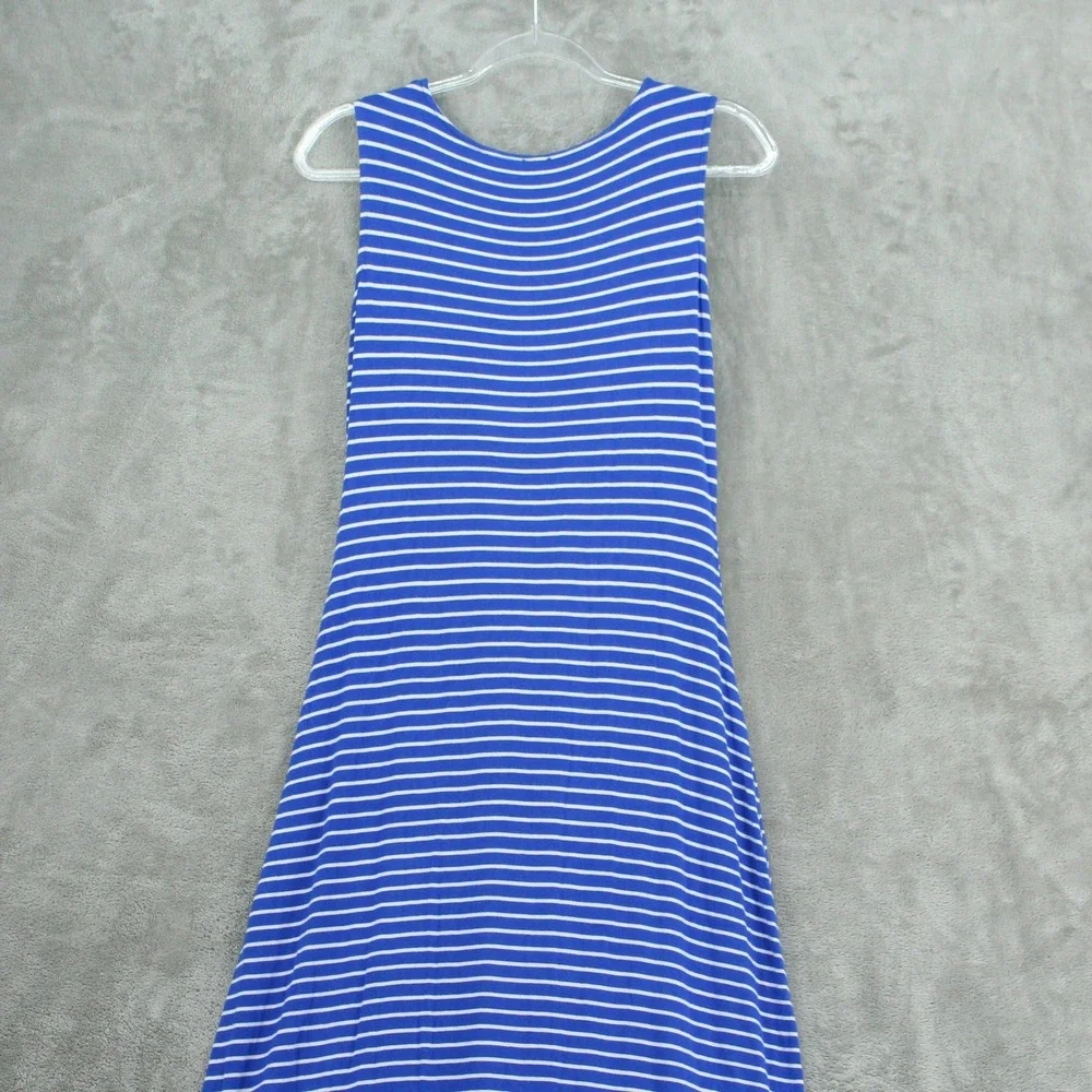 Tahari Dress Women Small Blue Striped Twist Front Nautical Stretch Comfort Knit - Picture 5 of 9
